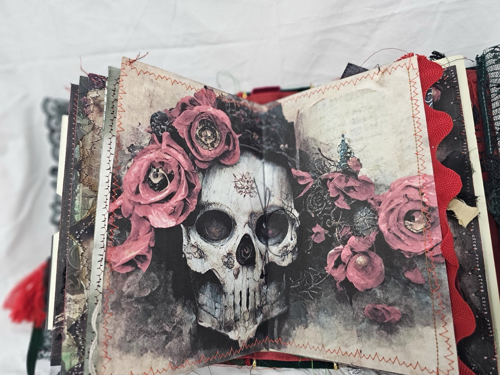 Gothic Christmas Vintage Journal Handmade Hard CoverFabric