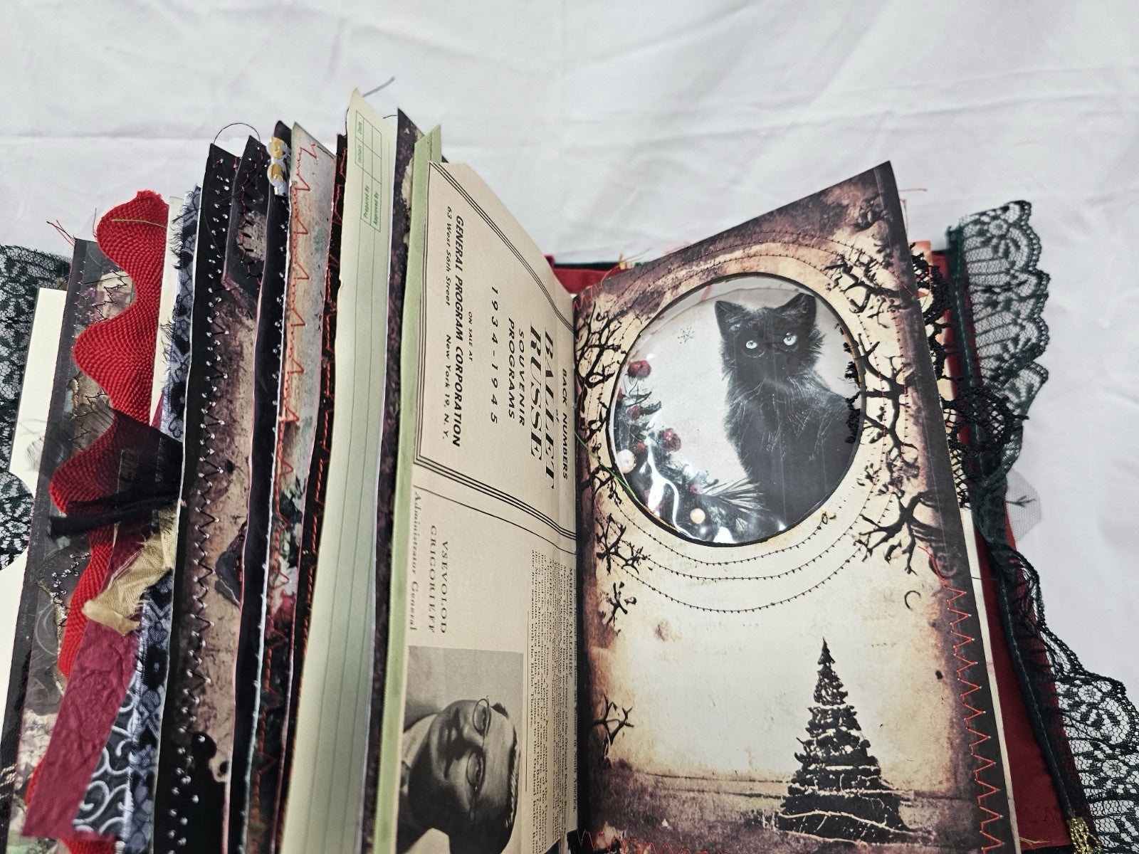 Gothic Christmas Vintage Journal Handmade Hard CoverFabric