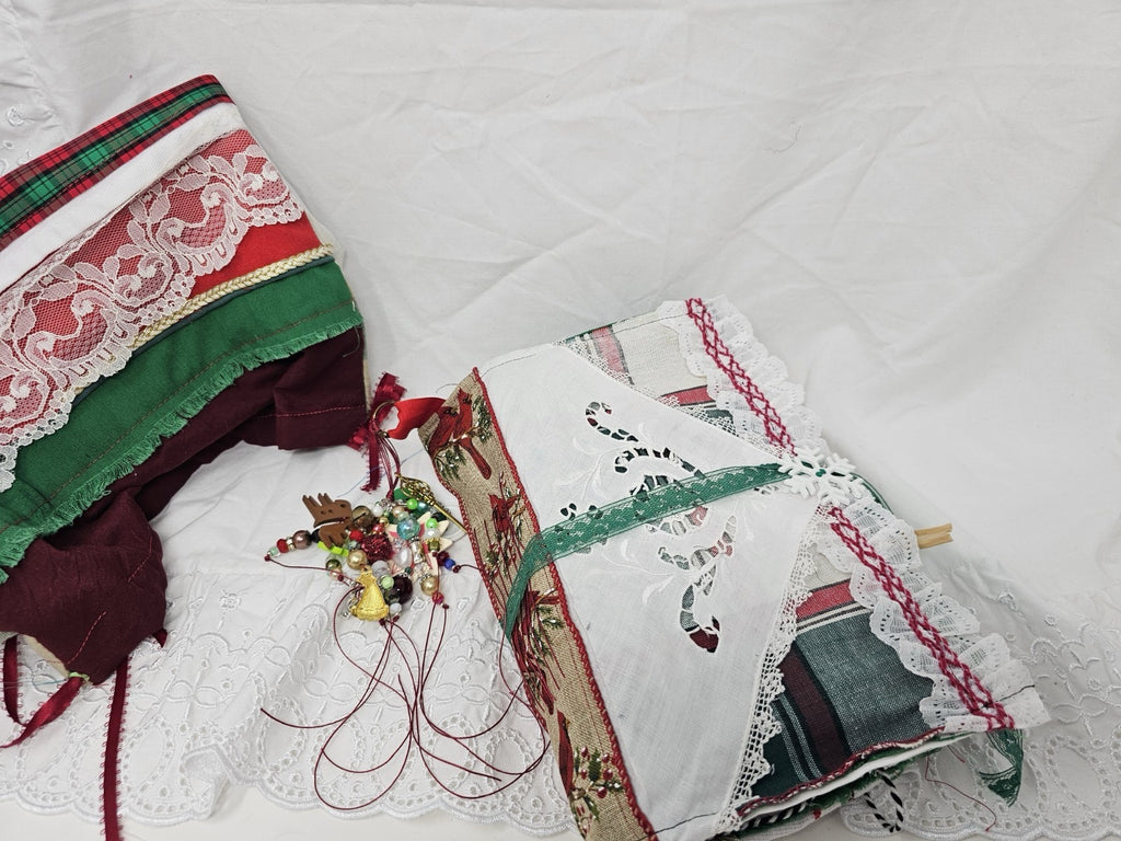 Christmas Vintage Journal- Cardinal - Handmade Soft Cover Fabric.