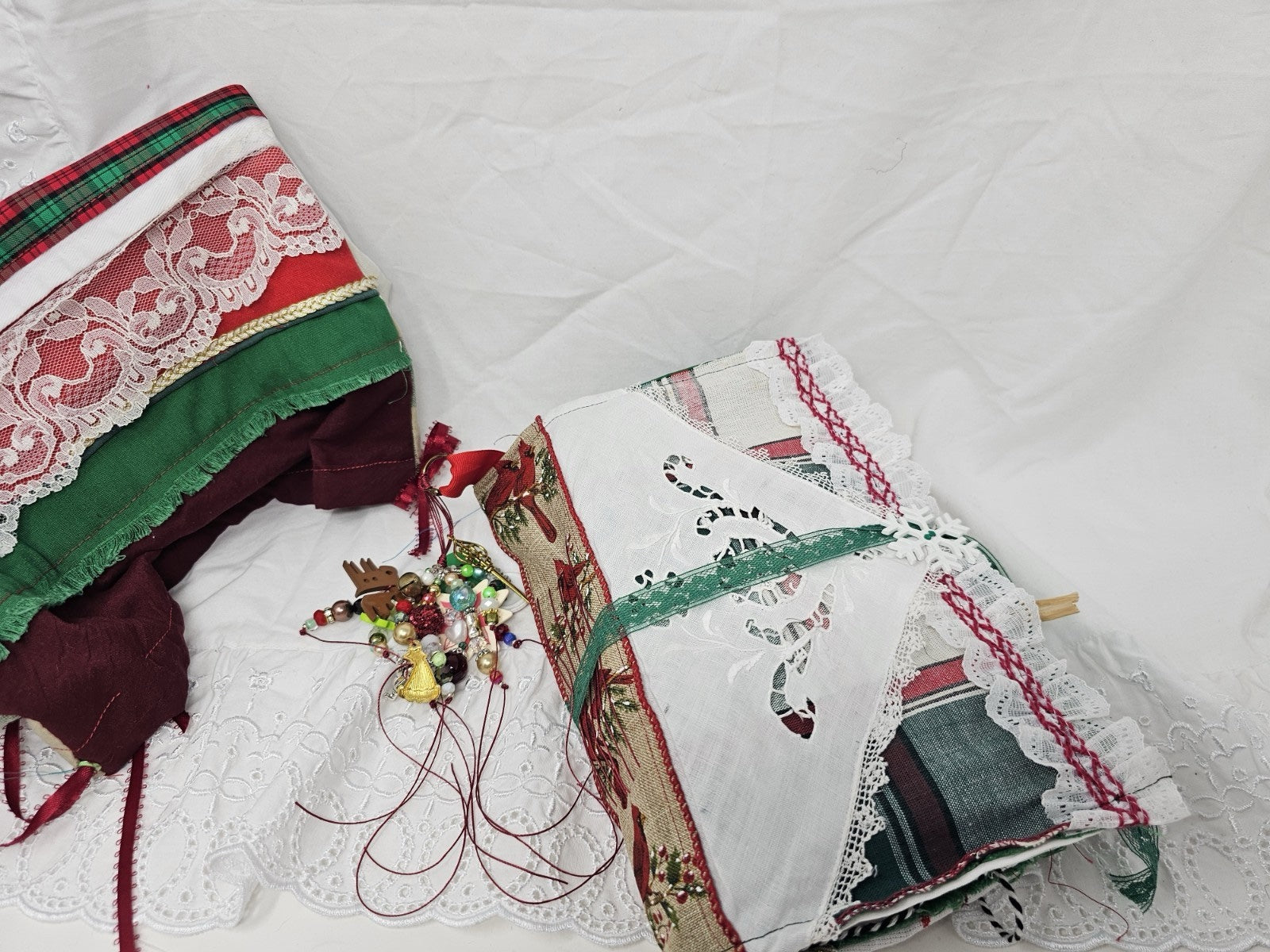 Christmas Vintage Journal- Cardinal - Handmade Soft Cover Fabric.