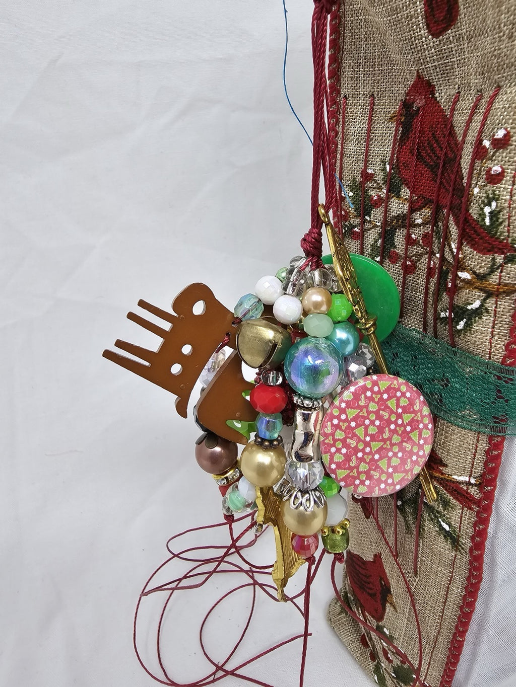 Christmas Vintage Journal- Cardinal - Handmade Soft Cover Fabric.