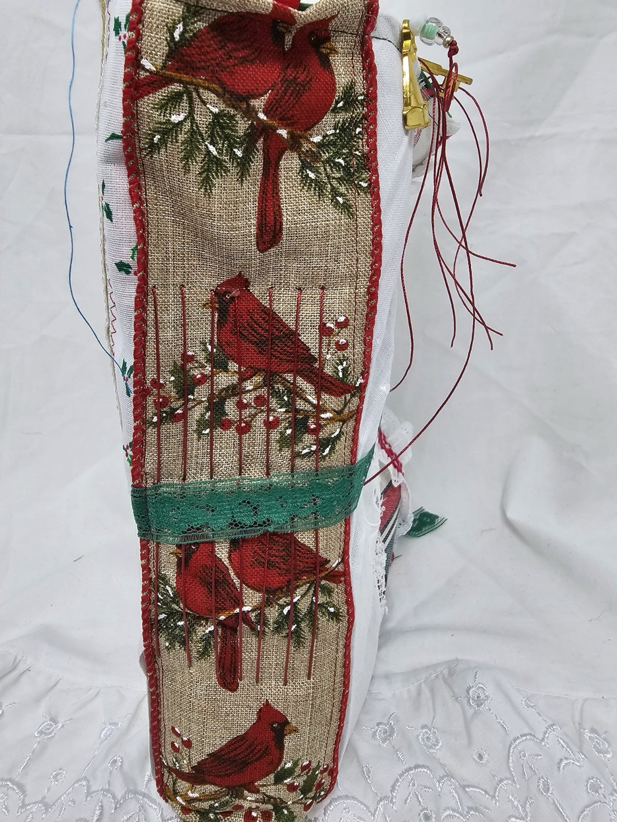 Christmas Vintage Journal- Cardinal - Handmade Soft Cover Fabric.