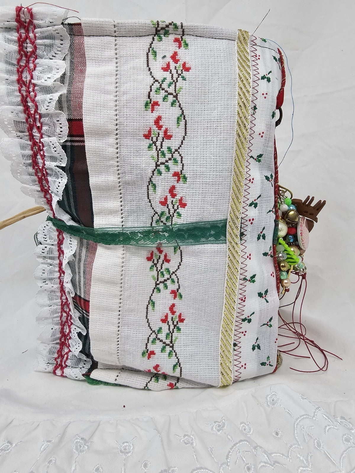 Christmas Vintage Journal- Cardinal - Handmade Soft Cover Fabric.