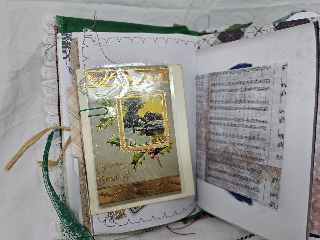 Christmas Vintage Journal- Cardinal - Handmade Soft Cover Fabric.