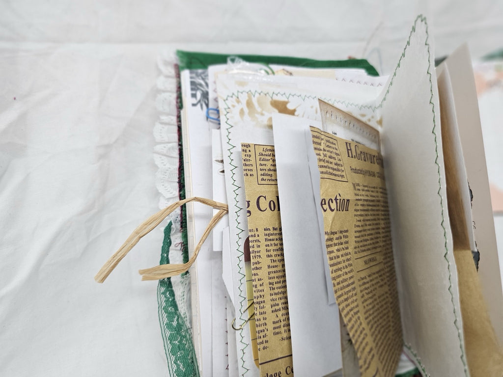 Christmas Vintage Journal- Cardinal - Handmade Soft Cover Fabric.