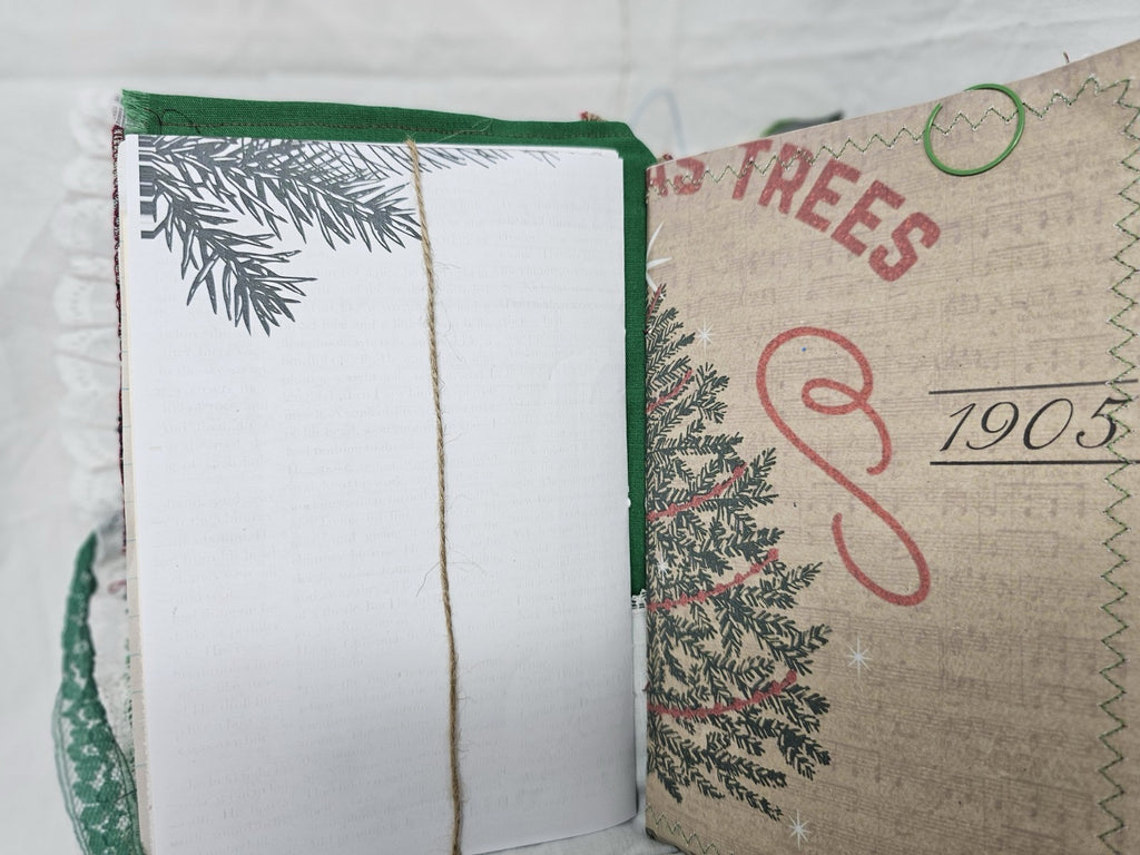 Christmas Vintage Journal- Cardinal - Handmade Soft Cover Fabric.