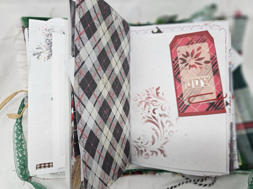 Christmas Vintage Journal- Cardinal - Handmade Soft Cover Fabric.