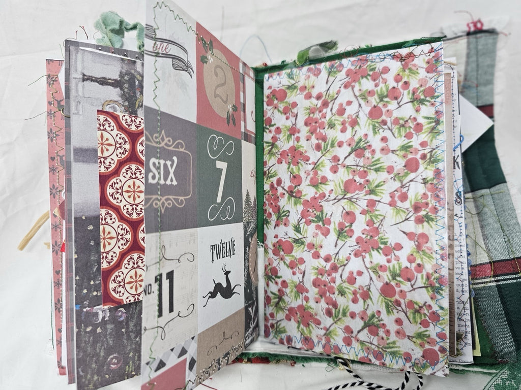 Christmas Vintage Journal- Cardinal - Handmade Soft Cover Fabric.