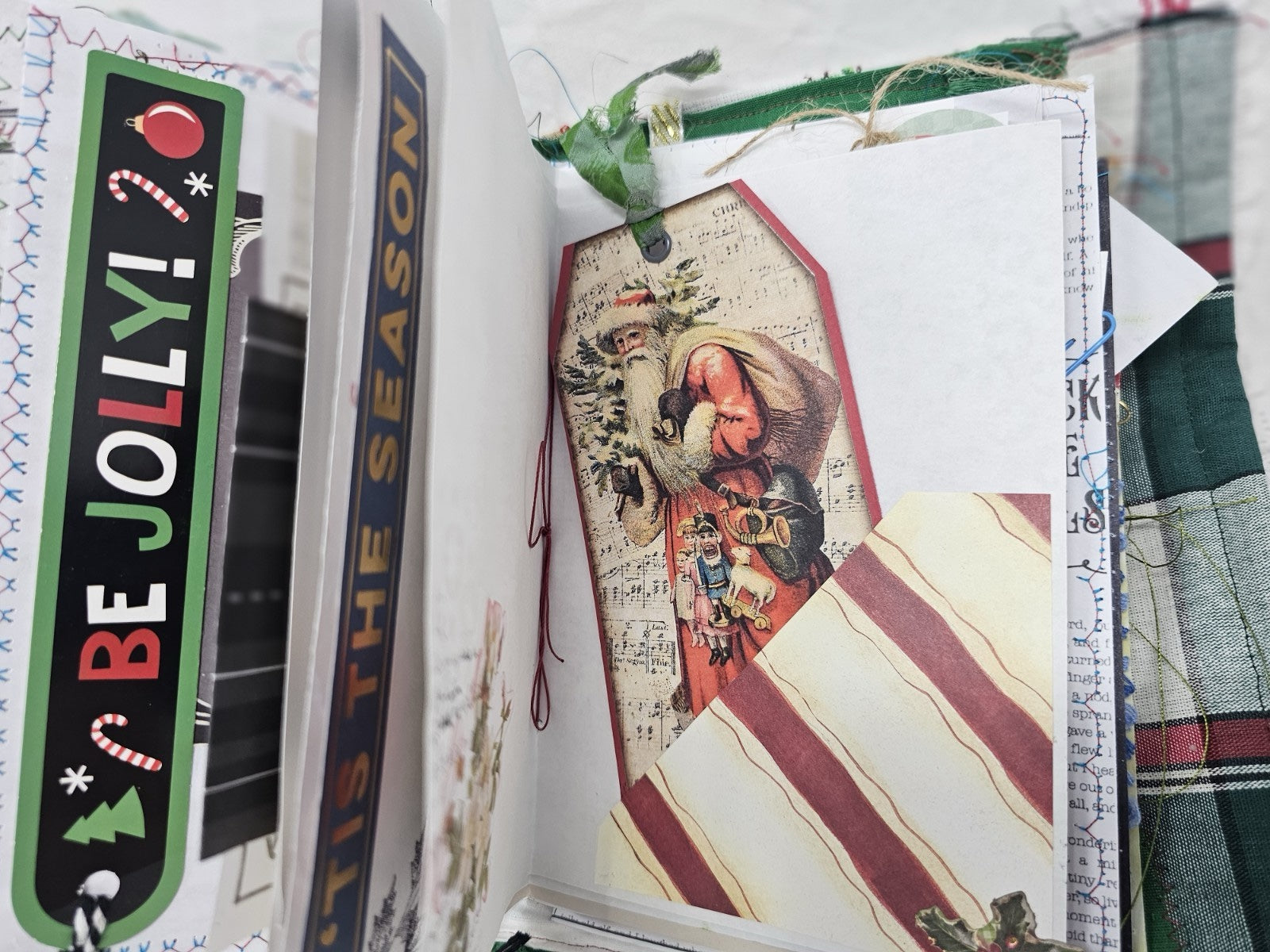 Christmas Vintage Journal- Cardinal - Handmade Soft Cover Fabric.