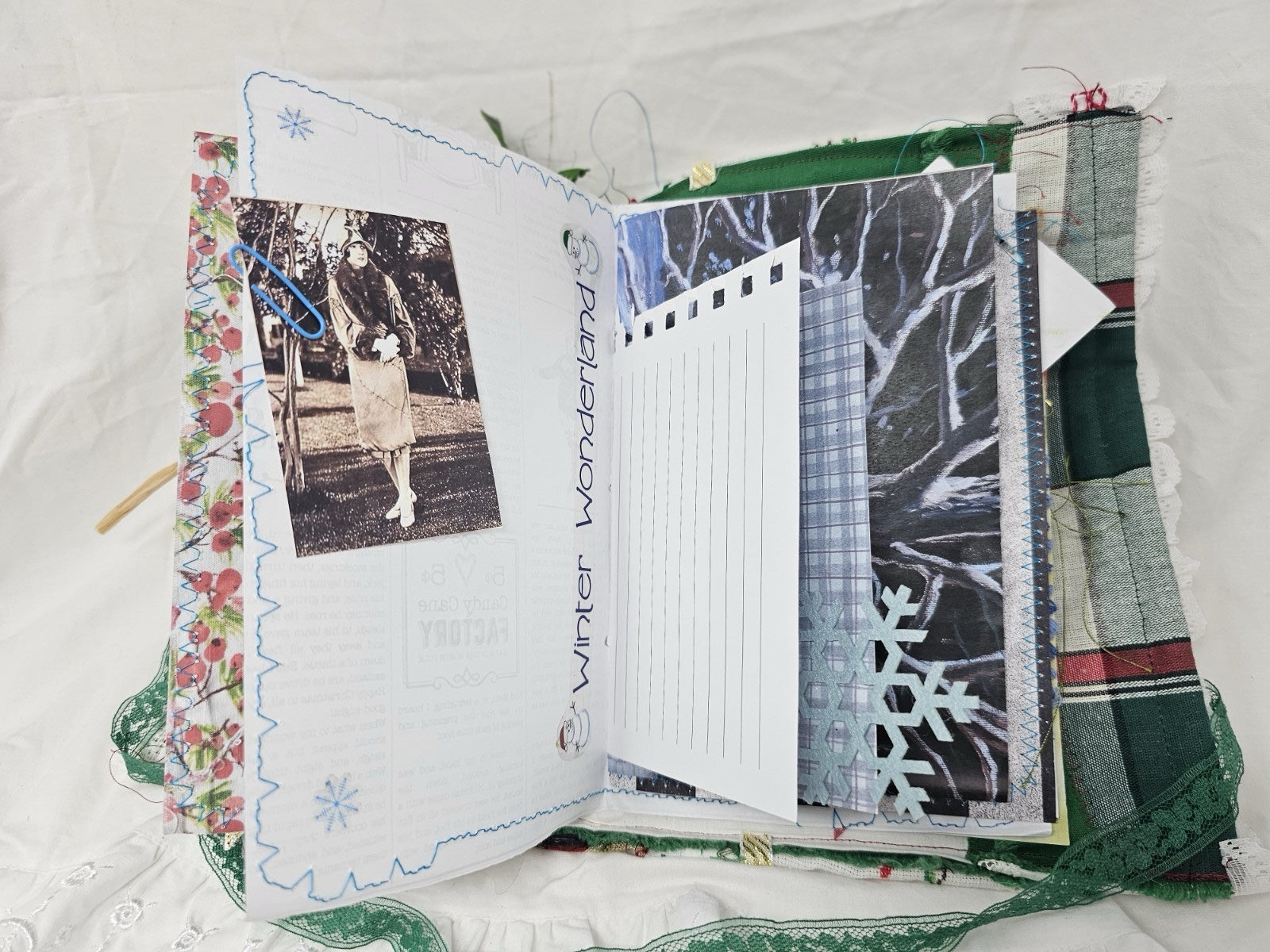 Christmas Vintage Journal- Cardinal - Handmade Soft Cover Fabric.