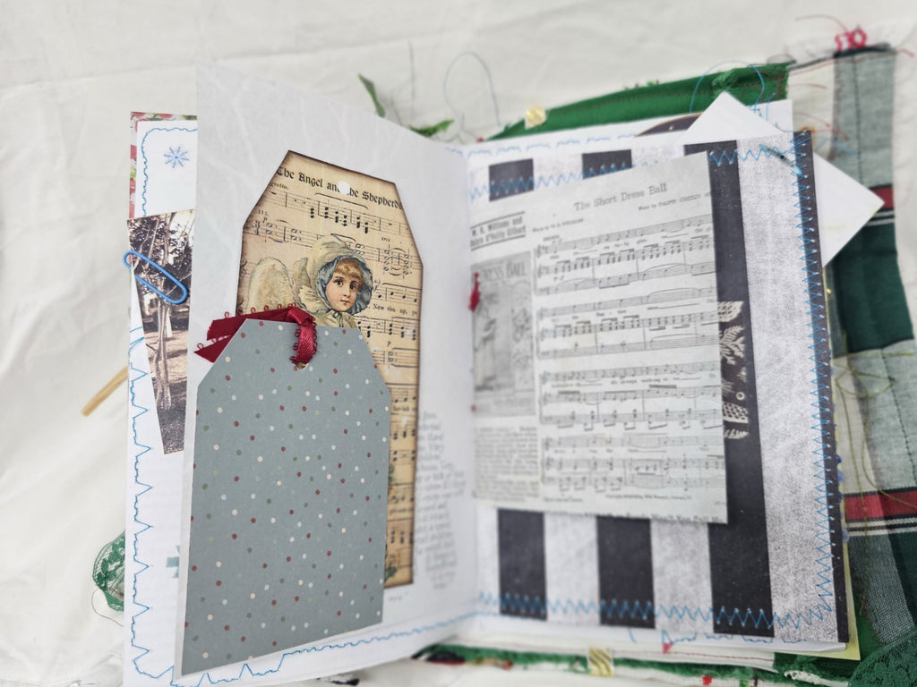 Christmas Vintage Journal- Cardinal - Handmade Soft Cover Fabric.