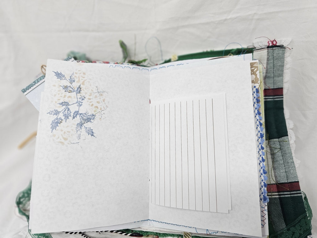 Christmas Vintage Journal- Cardinal - Handmade Soft Cover Fabric.