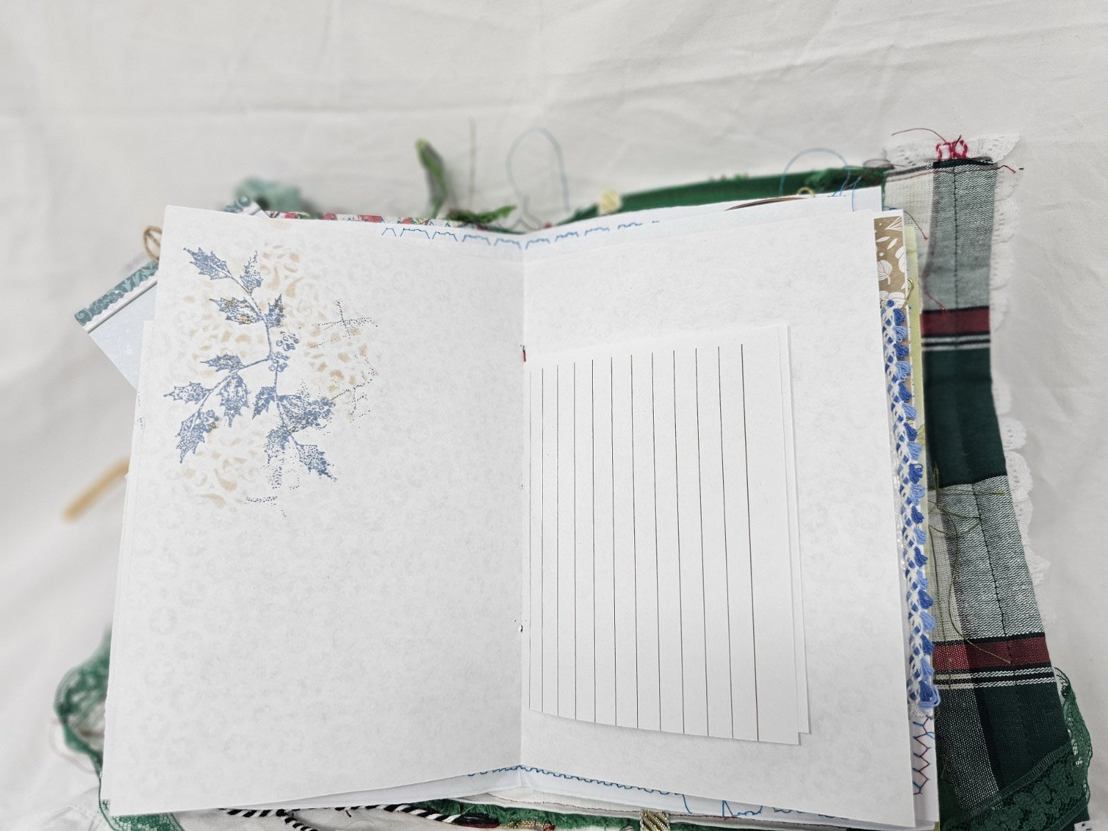 Christmas Vintage Journal- Cardinal - Handmade Soft Cover Fabric.