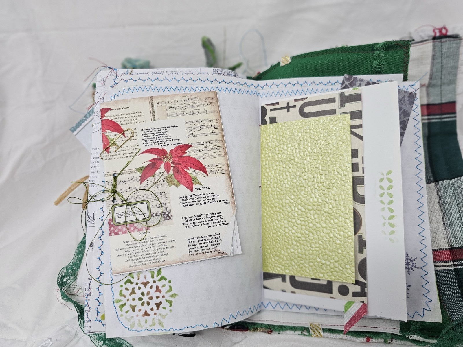 Christmas Vintage Journal- Cardinal - Handmade Soft Cover Fabric.