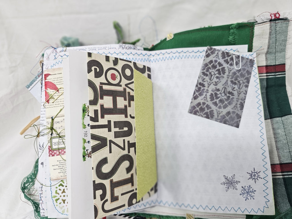 Christmas Vintage Journal- Cardinal - Handmade Soft Cover Fabric.