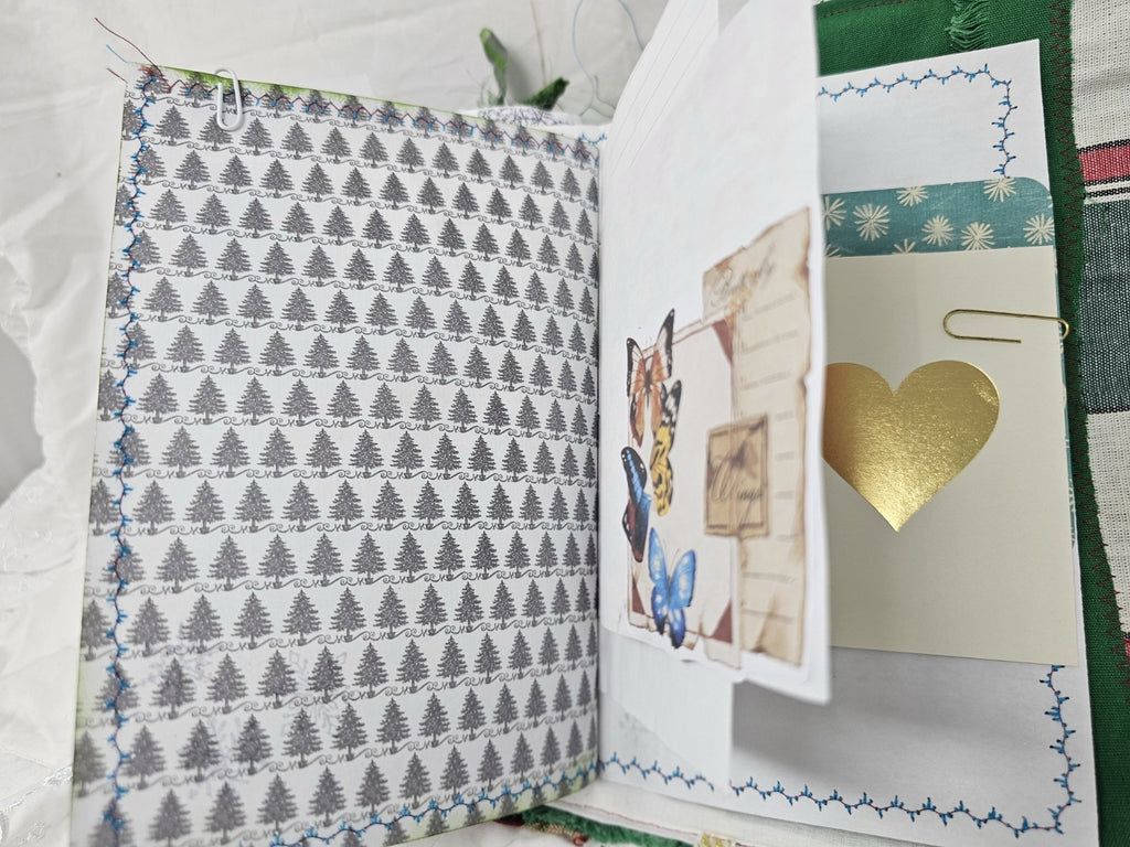 Christmas Vintage Journal- Cardinal - Handmade Soft Cover Fabric.