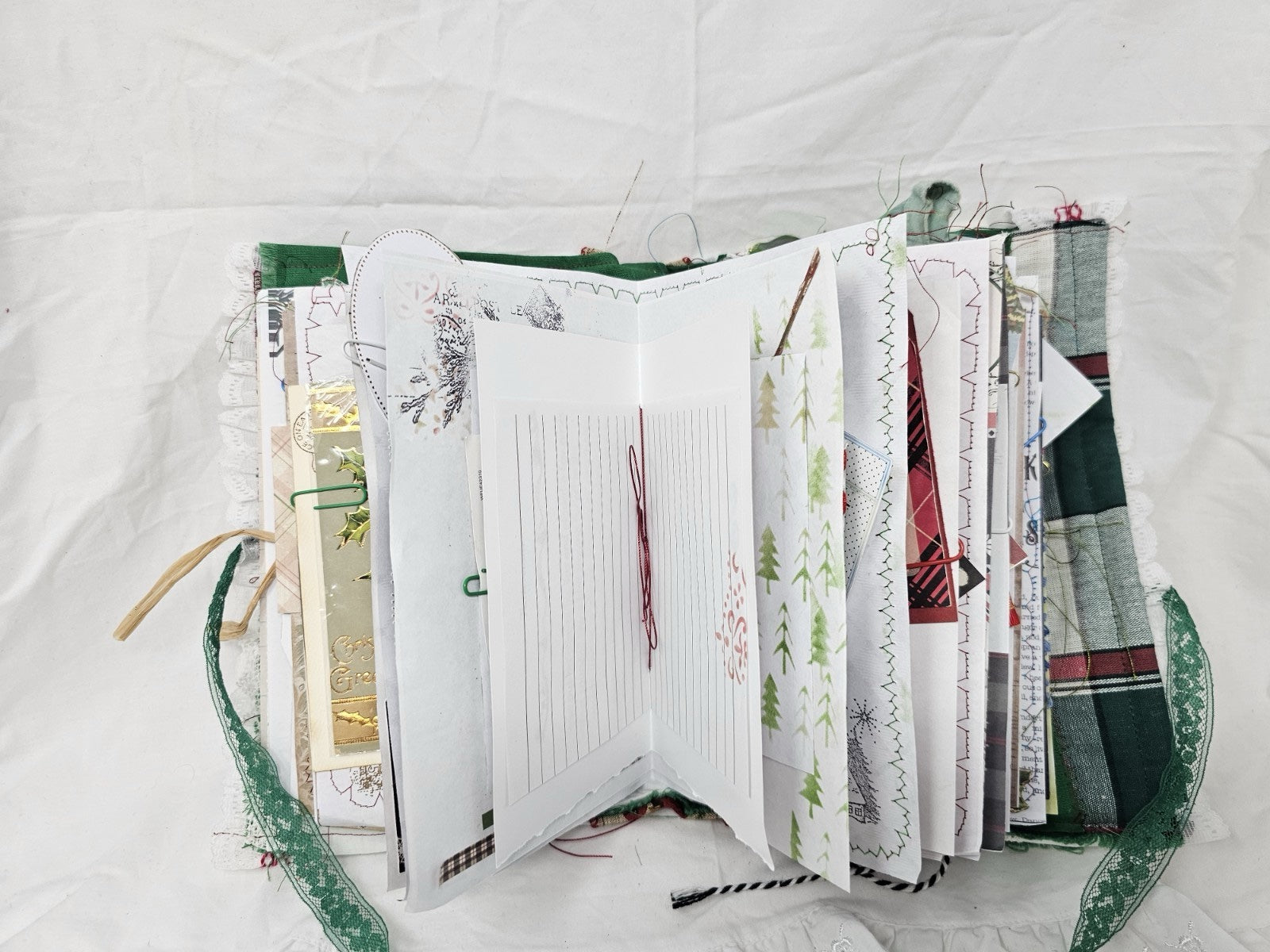 Christmas Vintage Journal- Cardinal - Handmade Soft Cover Fabric.