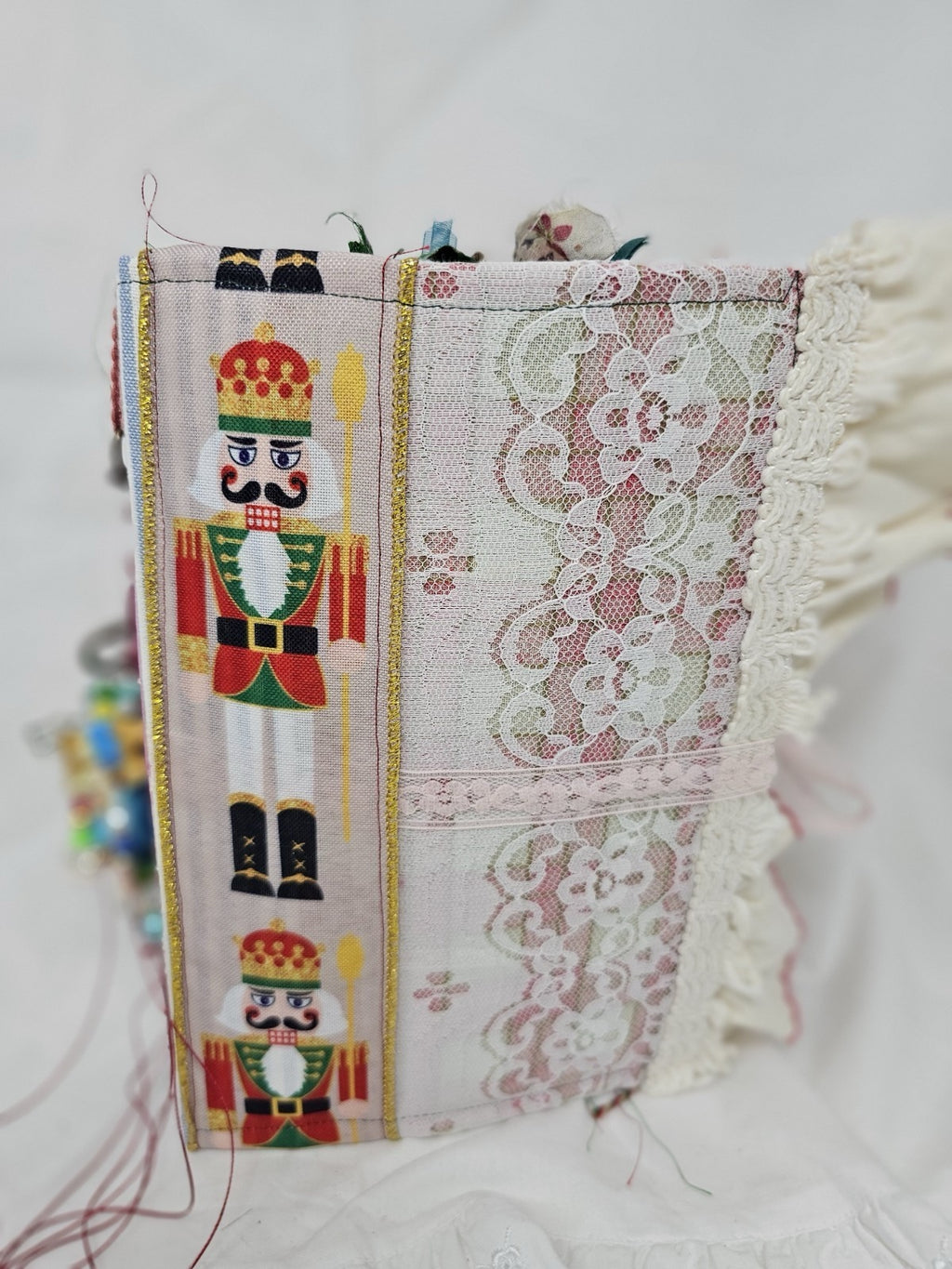 Christmas Vintage Journal- The Pink Nutcracker - Handmade Hard Cover Fabric