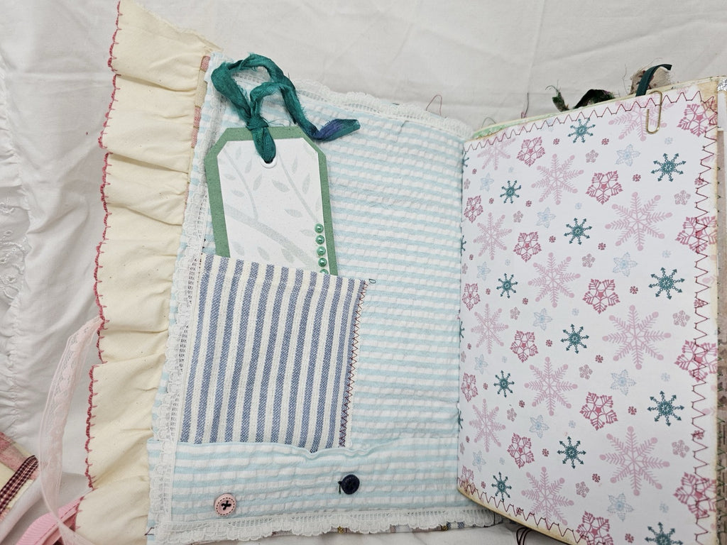 Christmas Vintage Journal- The Pink Nutcracker - Handmade Hard Cover Fabric