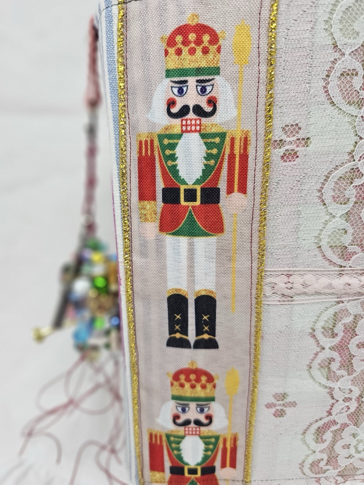 Christmas Vintage Journal- The Pink Nutcracker - Handmade Hard Cover Fabric