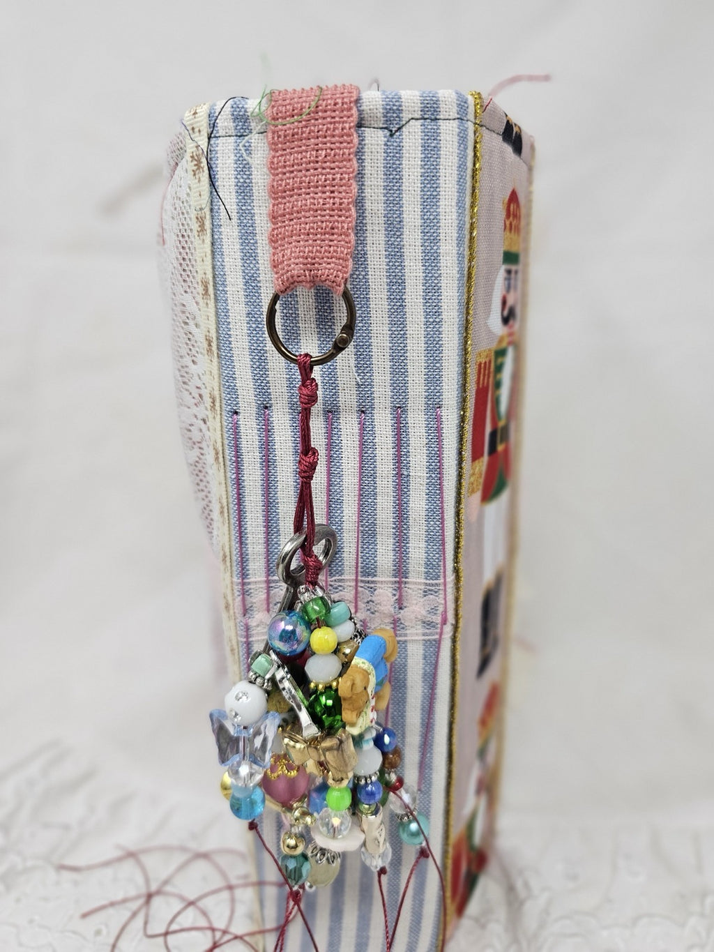 Christmas Vintage Journal- The Pink Nutcracker - Handmade Hard Cover Fabric