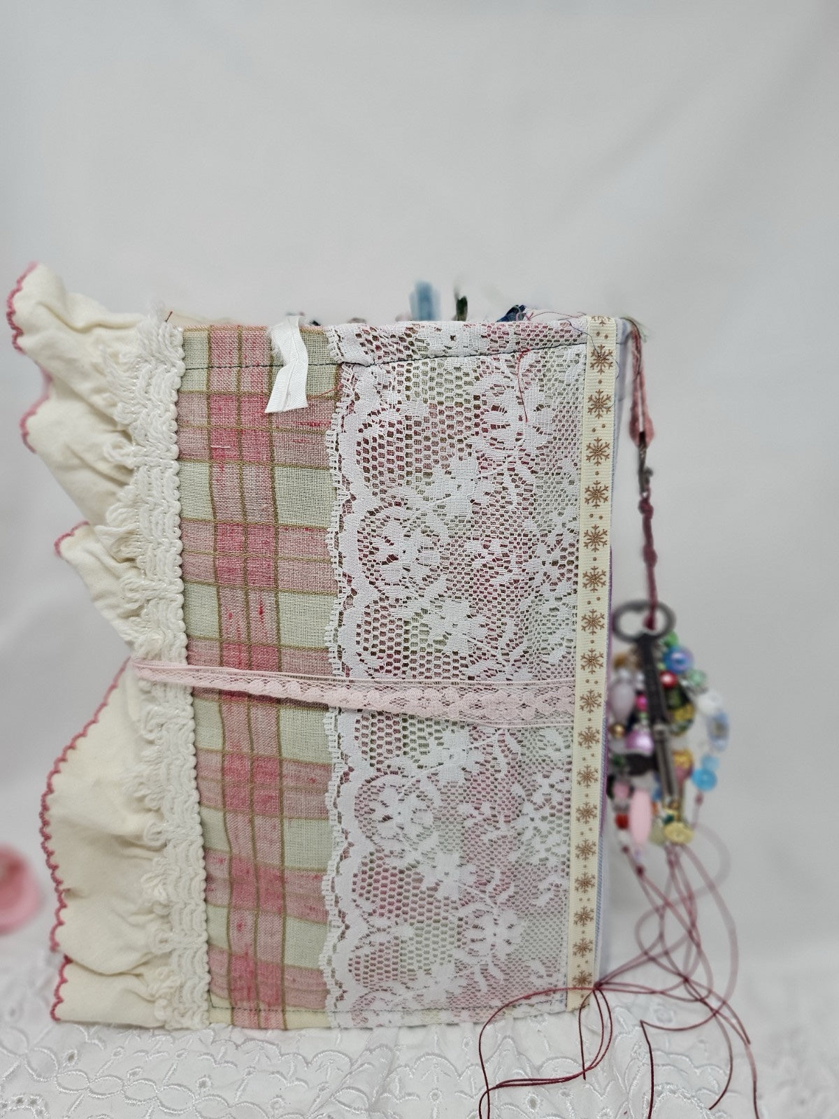 Christmas Vintage Journal- The Pink Nutcracker - Handmade Hard Cover Fabric