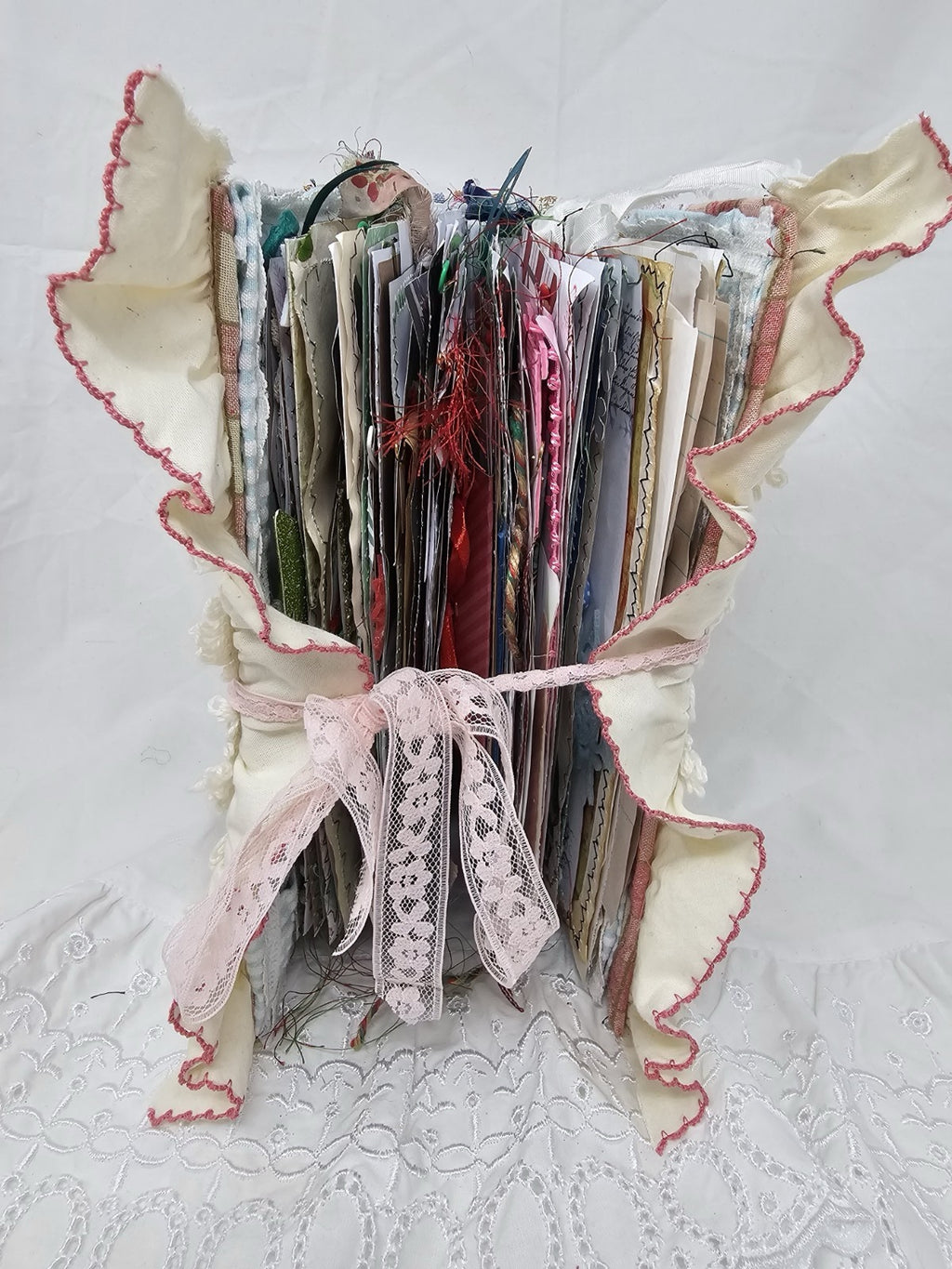 Christmas Vintage Journal- The Pink Nutcracker - Handmade Hard Cover Fabric