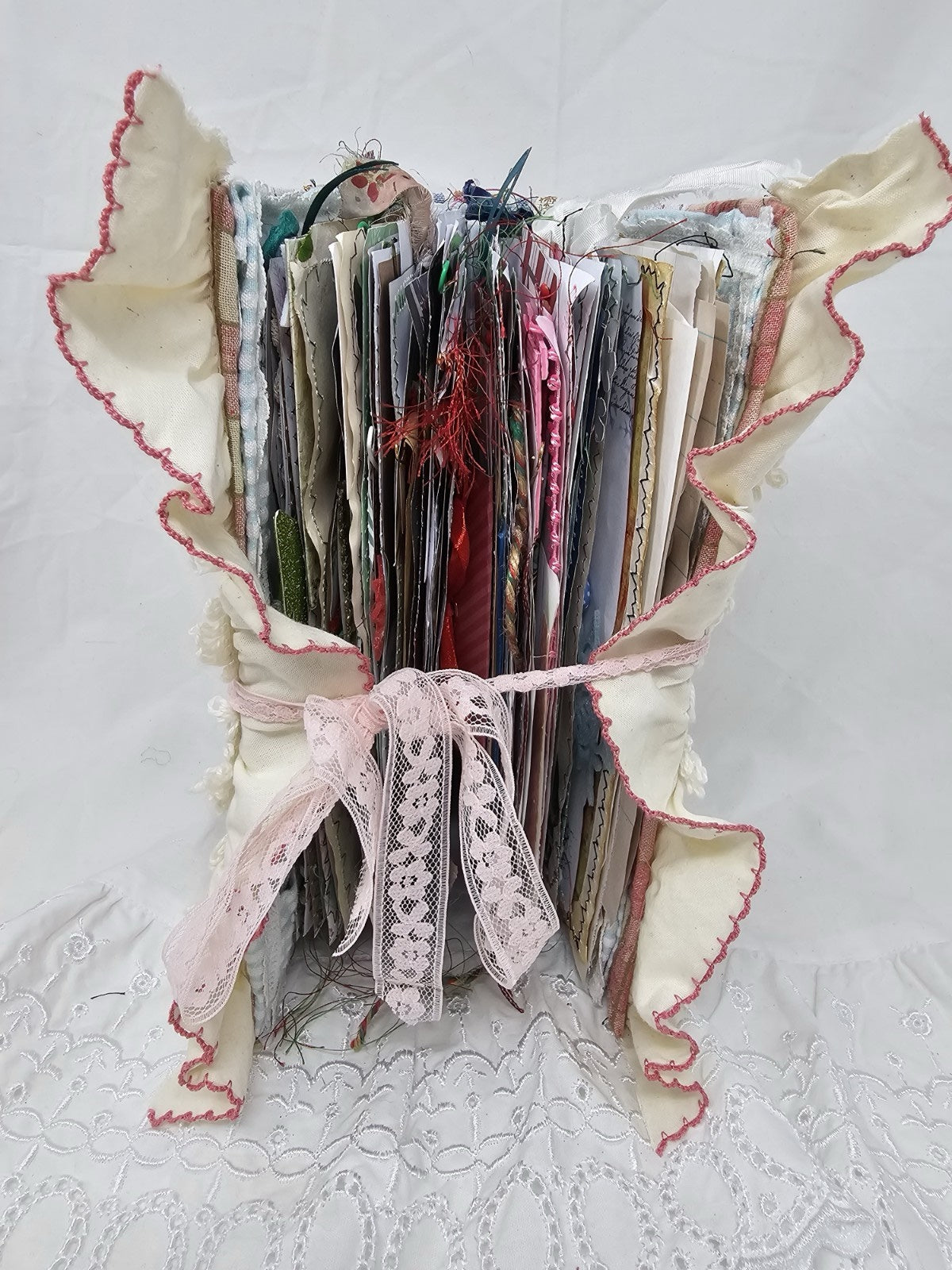 Christmas Vintage Journal- The Pink Nutcracker - Handmade Hard Cover Fabric