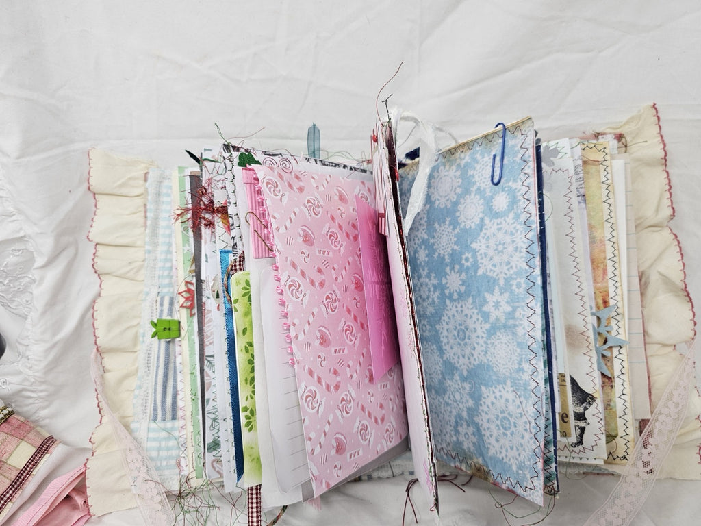 Christmas Vintage Journal- The Pink Nutcracker - Handmade Hard Cover Fabric