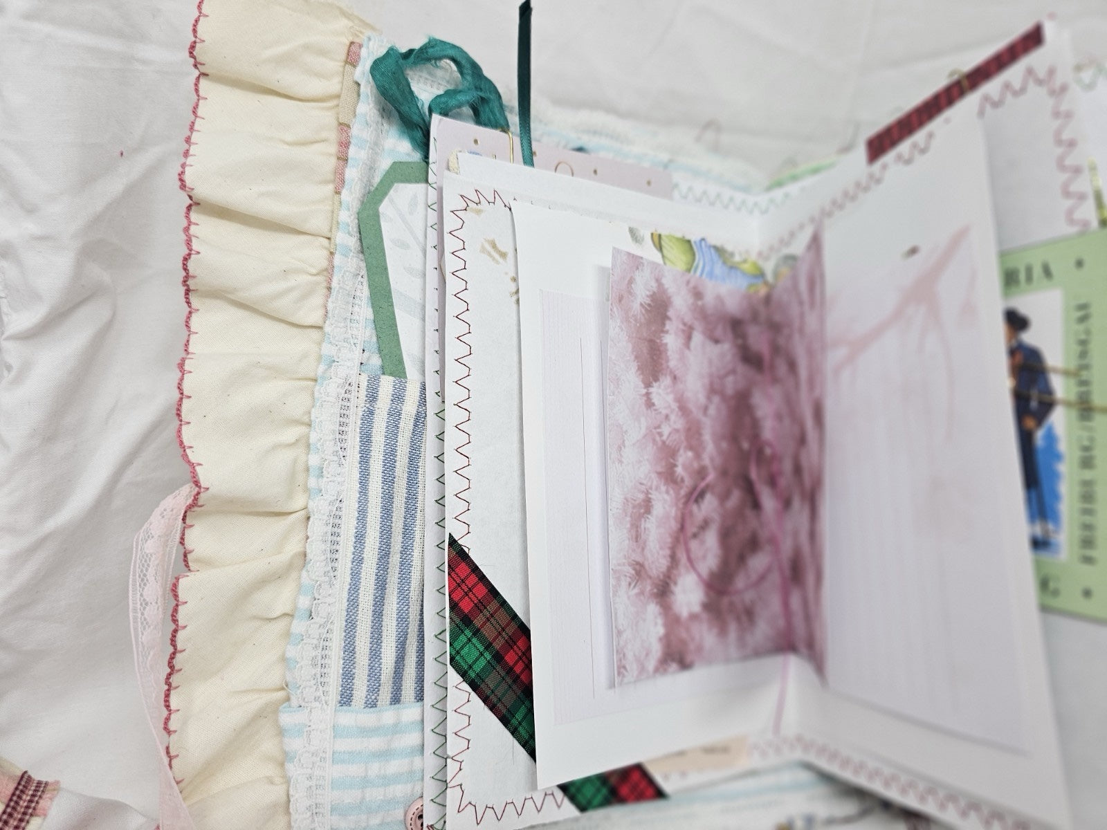 Christmas Vintage Journal- The Pink Nutcracker - Handmade Hard Cover Fabric