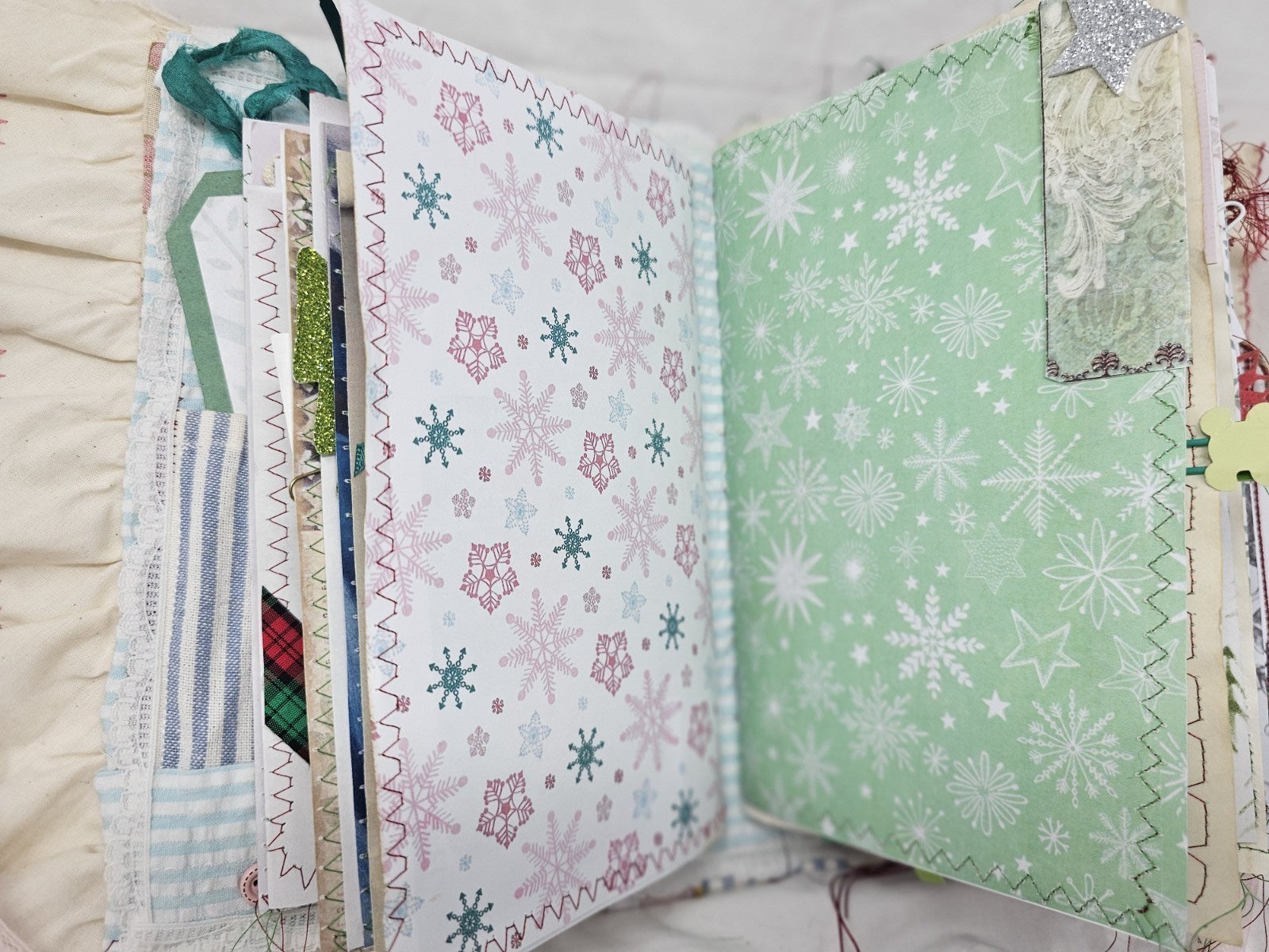 Christmas Vintage Journal- The Pink Nutcracker - Handmade Hard Cover Fabric