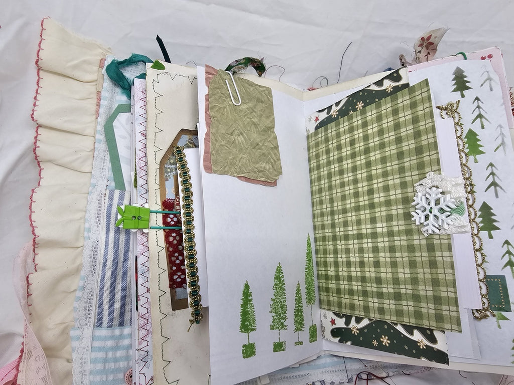 Christmas Vintage Journal- The Pink Nutcracker - Handmade Hard Cover Fabric