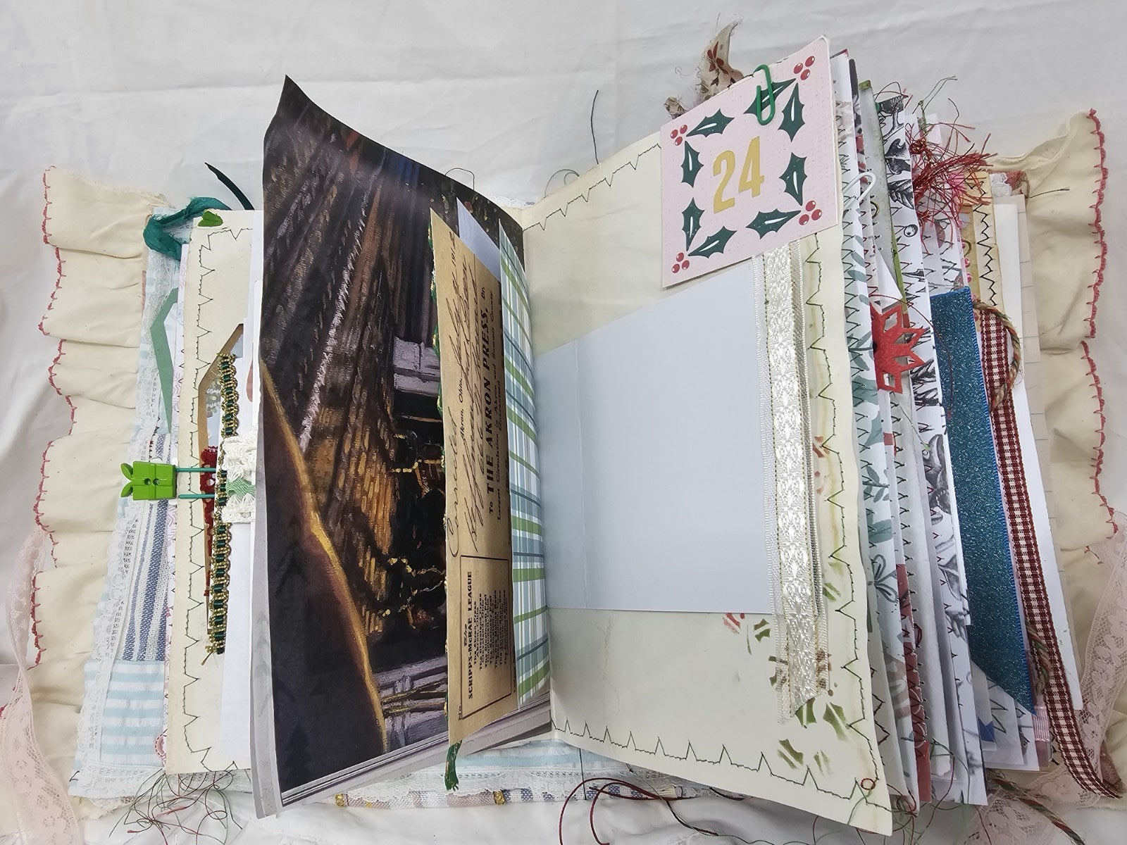 Christmas Vintage Journal- The Pink Nutcracker - Handmade Hard Cover Fabric