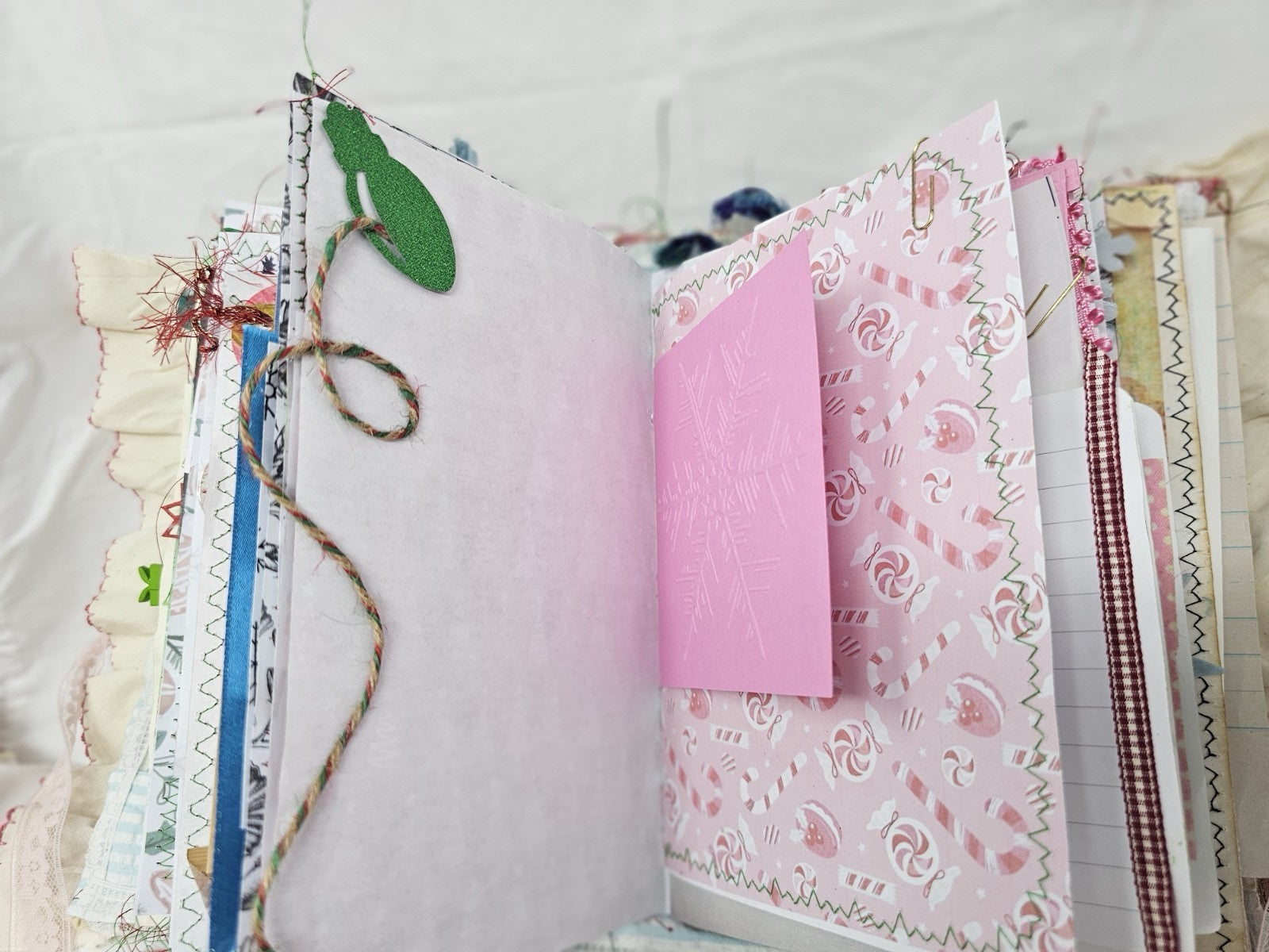 Christmas Vintage Journal- The Pink Nutcracker - Handmade Hard Cover Fabric