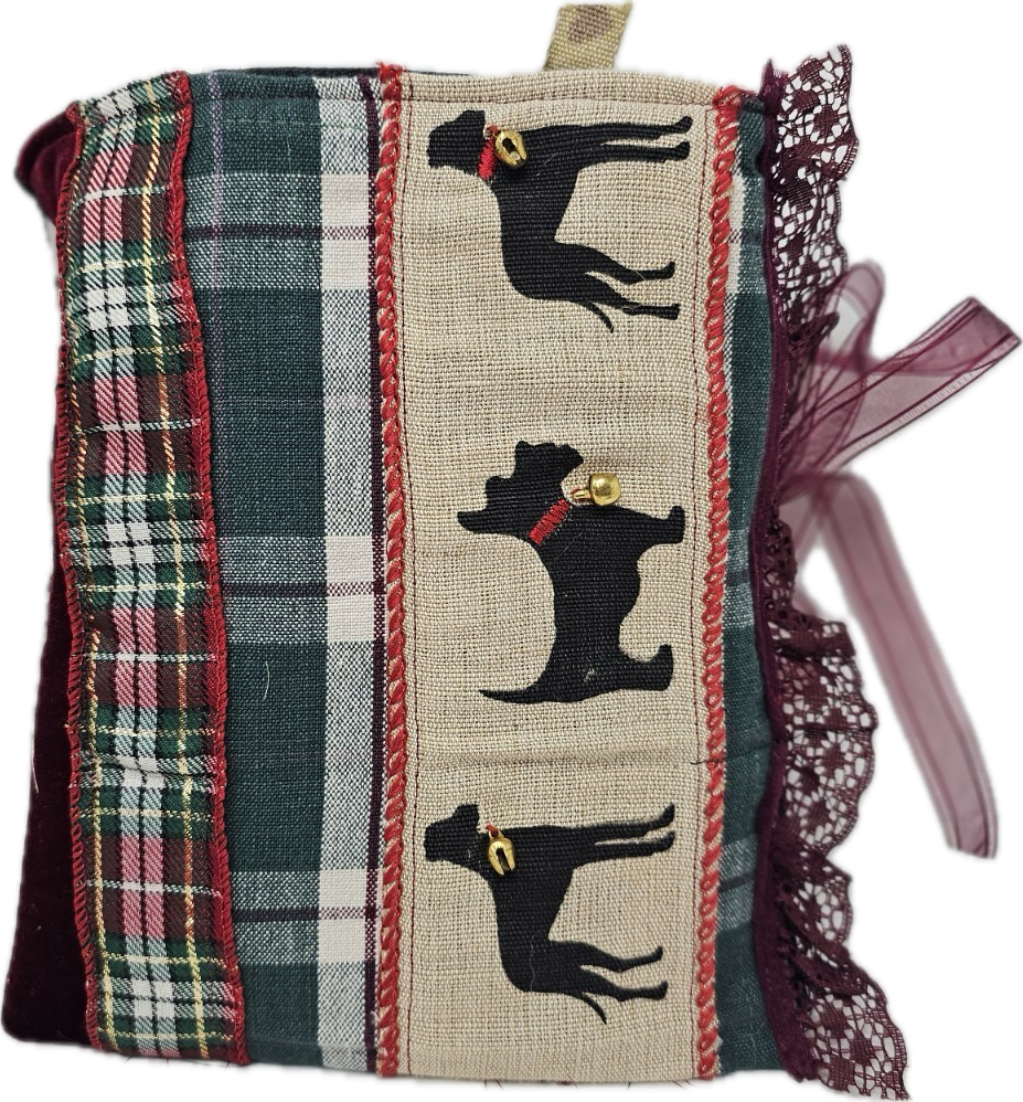 Christmas Vintage Journal- Cats & Dogs Pawlidays! Handmade Soft Cover Fabric.