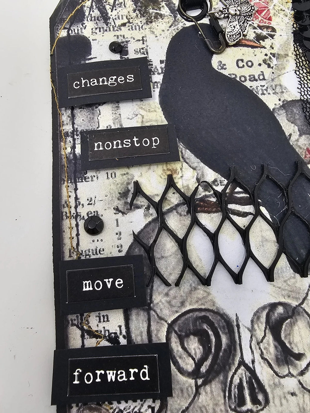 Vintage Bookmark SKULL AND FLOWER