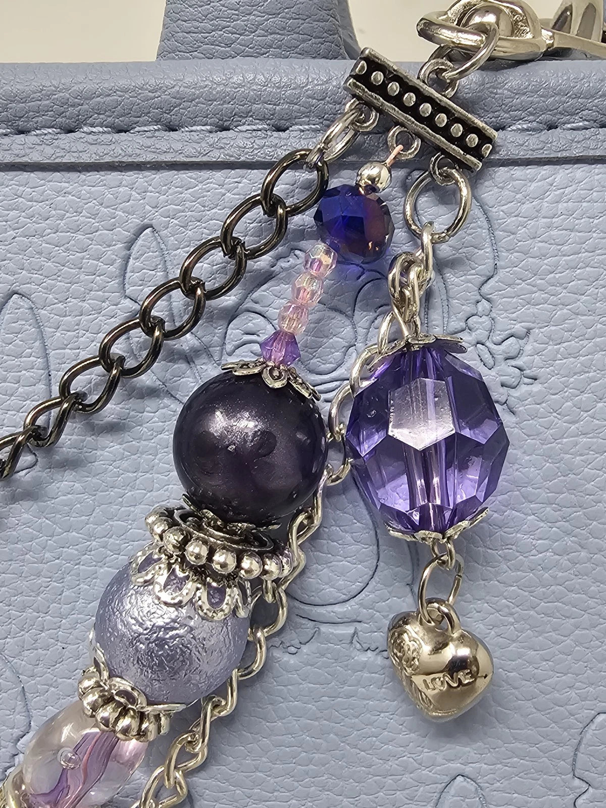 Double Chain Purse Charm - Mickey's Key & Purple Heart