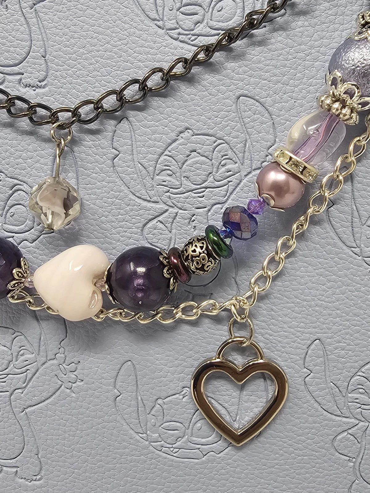 Double Chain Purse Charm - Mickey's Key & Purple Heart