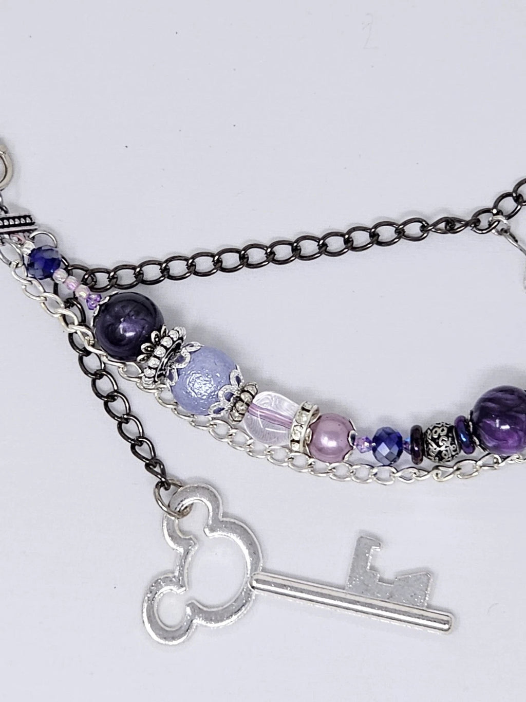Double Chain Purse Charm - Mickey's Key & Purple Heart