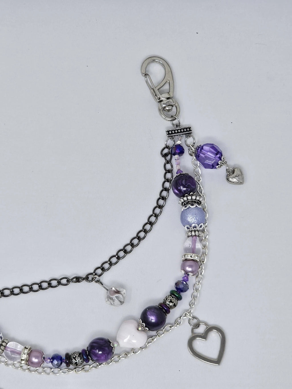 Double Chain Purse Charm - Mickey's Key & Purple Heart