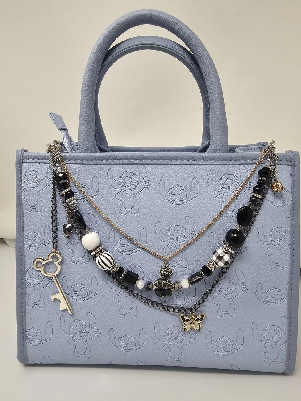 Double Chain Purse Charm - Mickey's Key & Pink Heart