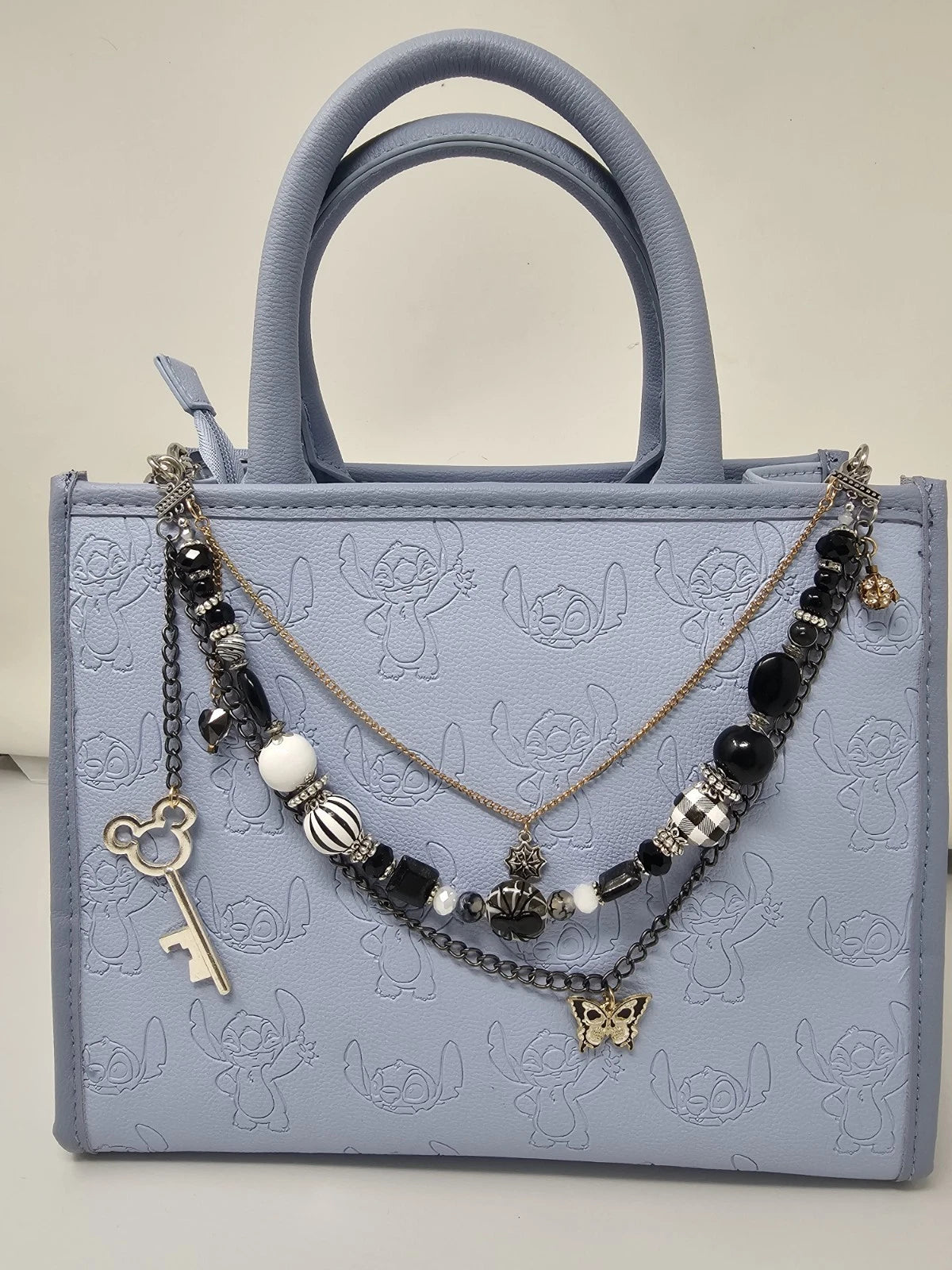 Double Chain Purse Charm - Mickey's Key & Pink Heart
