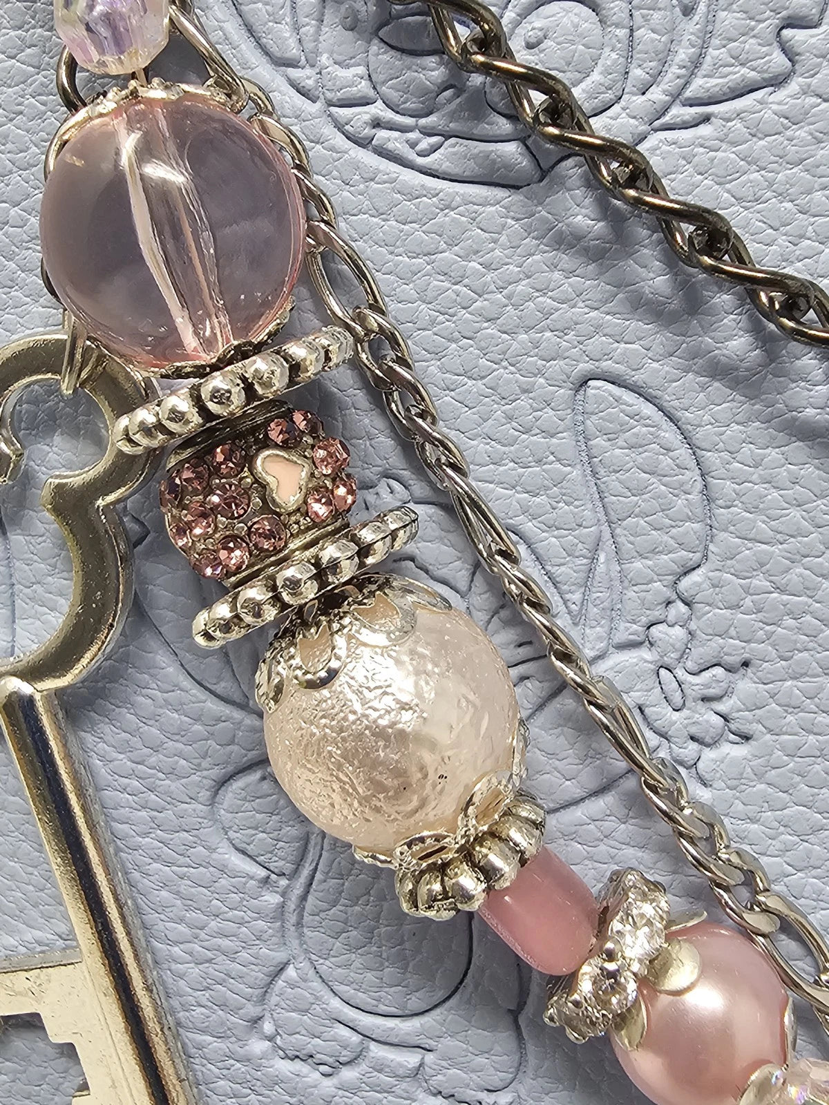 Double Chain Purse Charm - Mickey's Key & Pink Heart