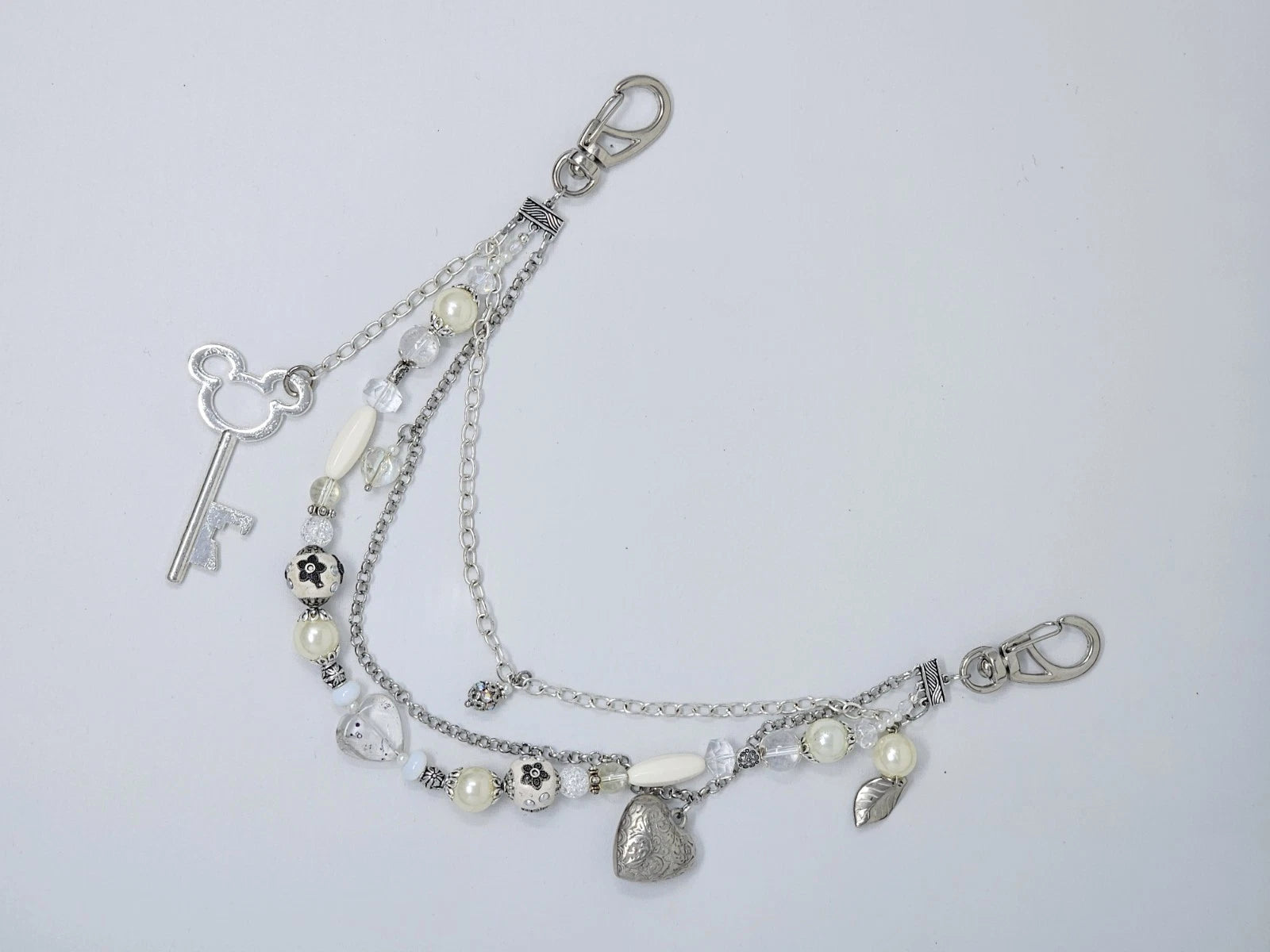 Double Chain Purse Charm - Mickey's Key & Pearls