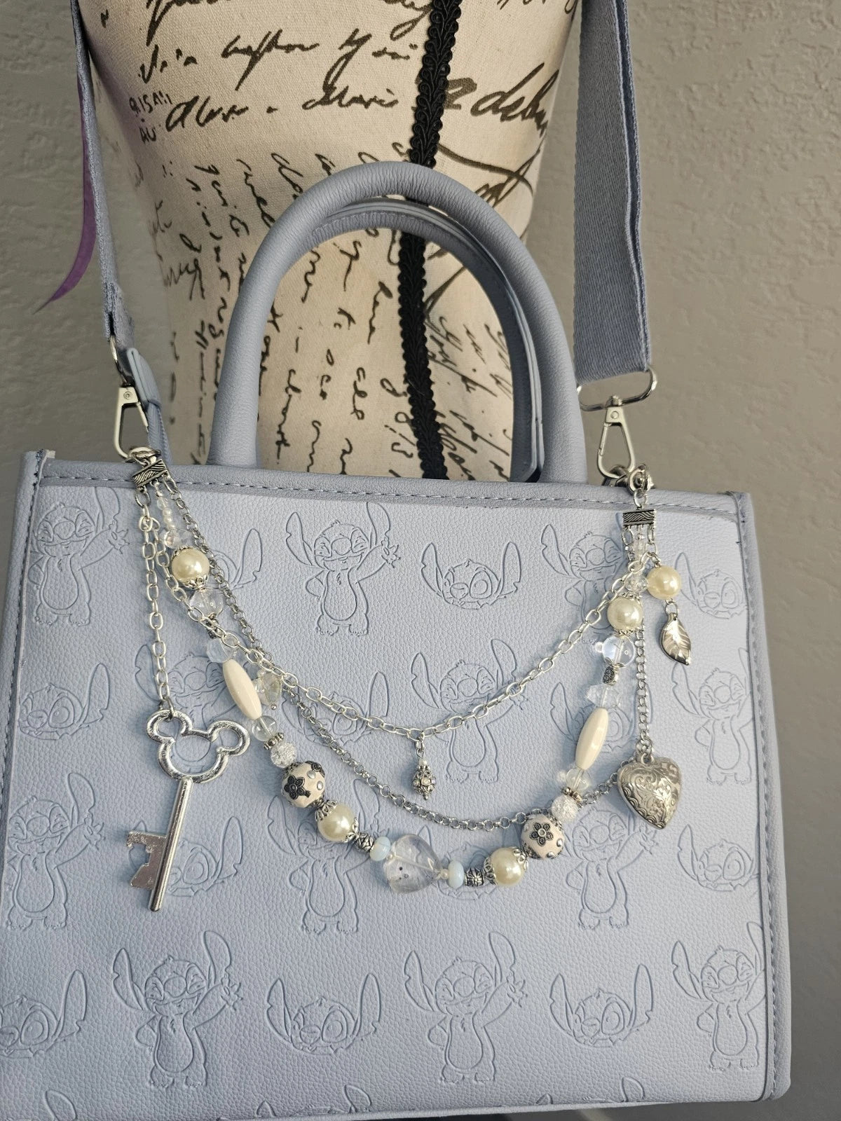 Double Chain Purse Charm - Mickey's Key & Pearls
