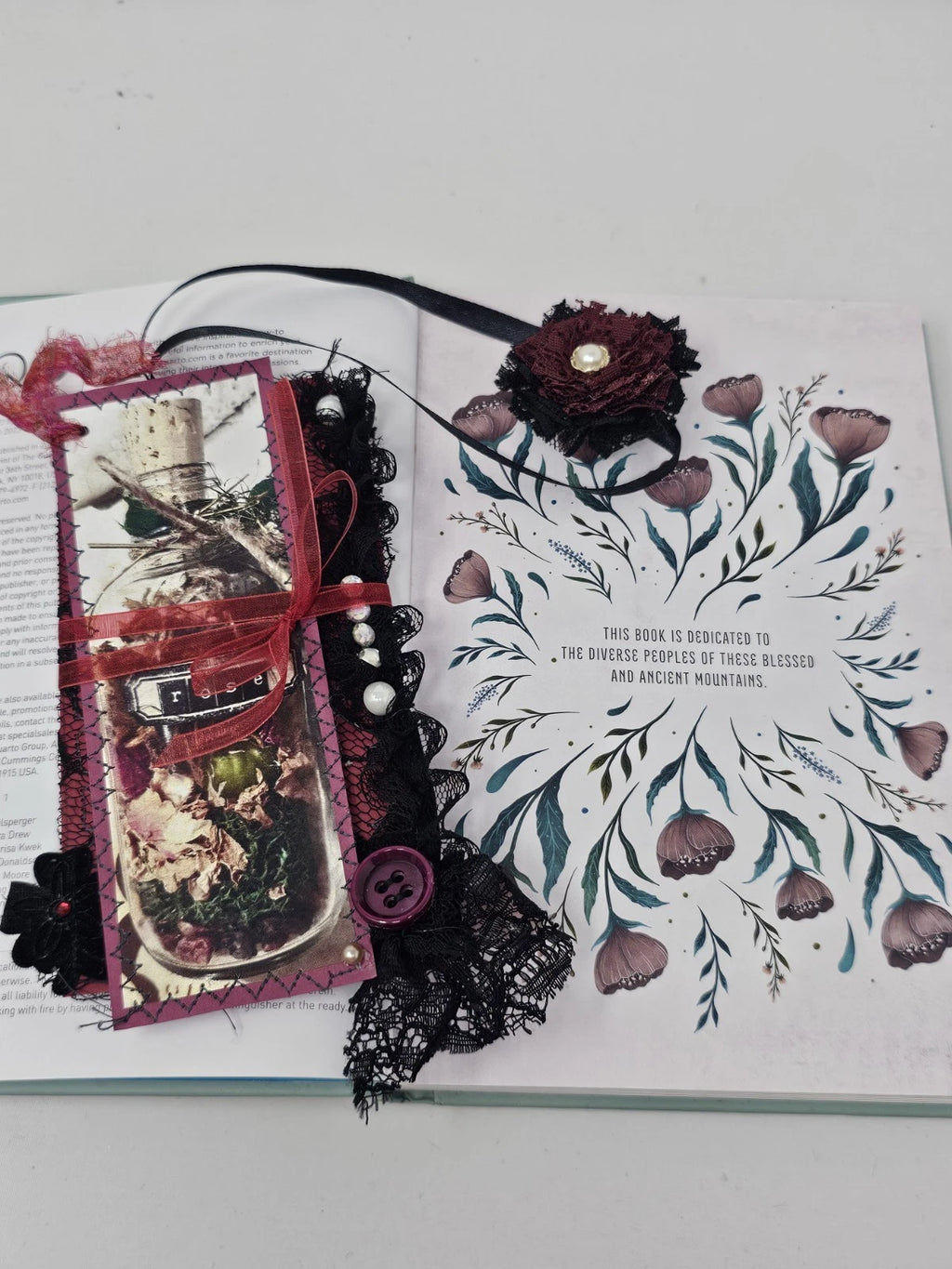Vintage Chic Lace Bookmark - Rose - Handmade
