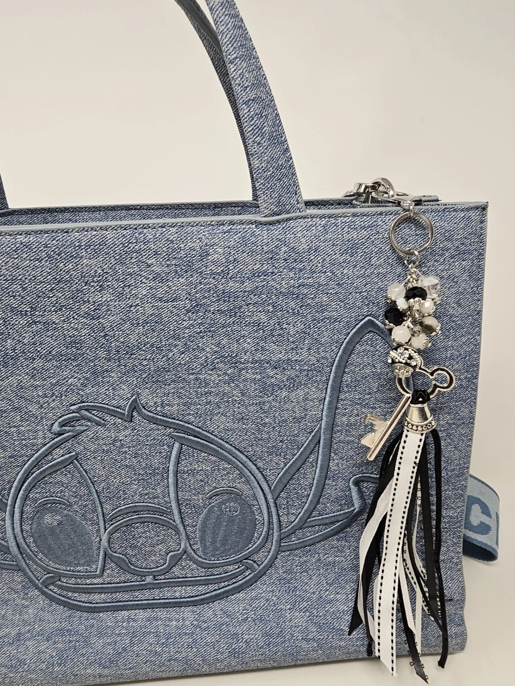 Purse Charm - Disney Key Black and White Natural Stones