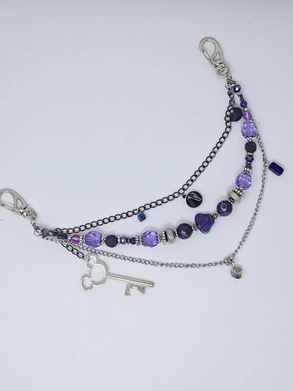 Double Chain Purse Charm - Mickey's Key & Skulls